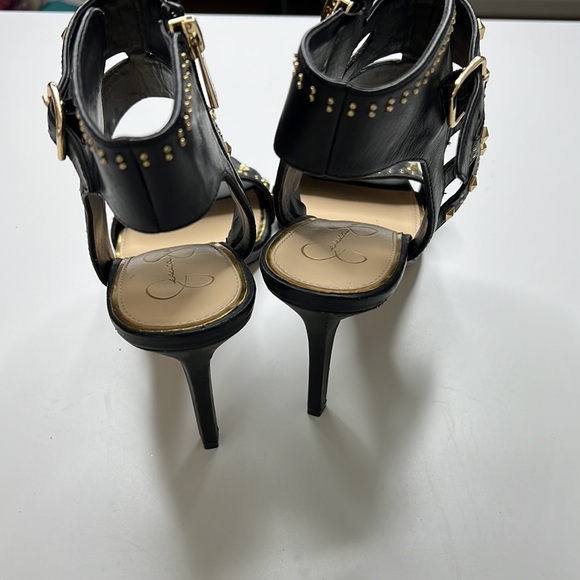 👠 JESSICA SIMPSON Black Studded Heels Sandals 👠 - Picture 4 of 9